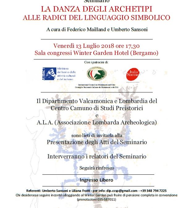 Presentazione degli atti del Convegno: La Danza degli Archetipi, Sala Congressi del Winter Garden Hotel (Bergamo) ore 17.30