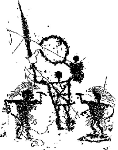 The warrior, in front of and profile